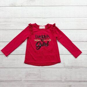 btween Girls “Daddy’s Girl” Long Sleeve Shirt Ruffle Shoulder Graphic Tee 4